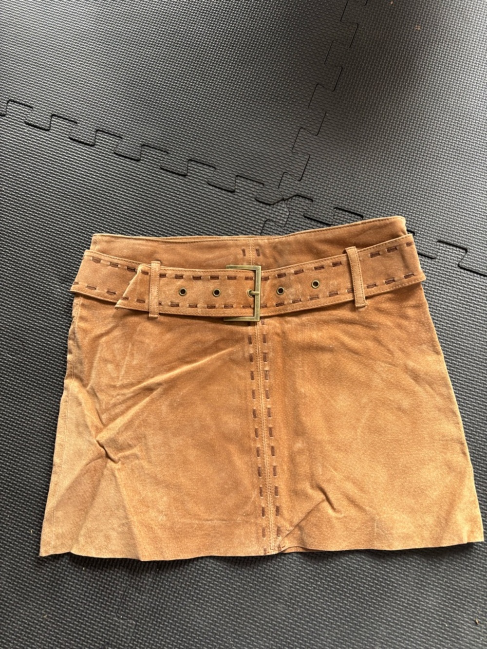 Limited Too Tan Suede Belted Mini Skirt